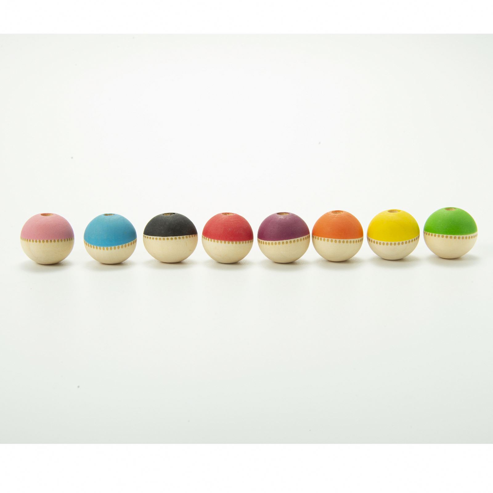 Beads for Kids DIY Crafts Accessories Round Wood Pattern Half Colored Loose Custom 20MM Multi Wooden Beads for Jewelry Making