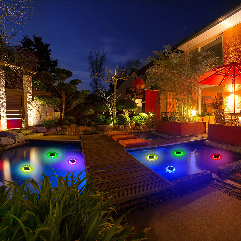 Hot outdoor waterproof IP68 buried light Solar path light RGB 8 mode smart solar LED flower garden solar lawn light