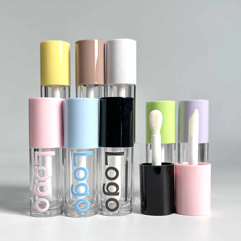 CY324 big doe foot lipgloss tubes Transparent lip glazed tube with pink top 6ml lip gloss tubes with big brush big wand