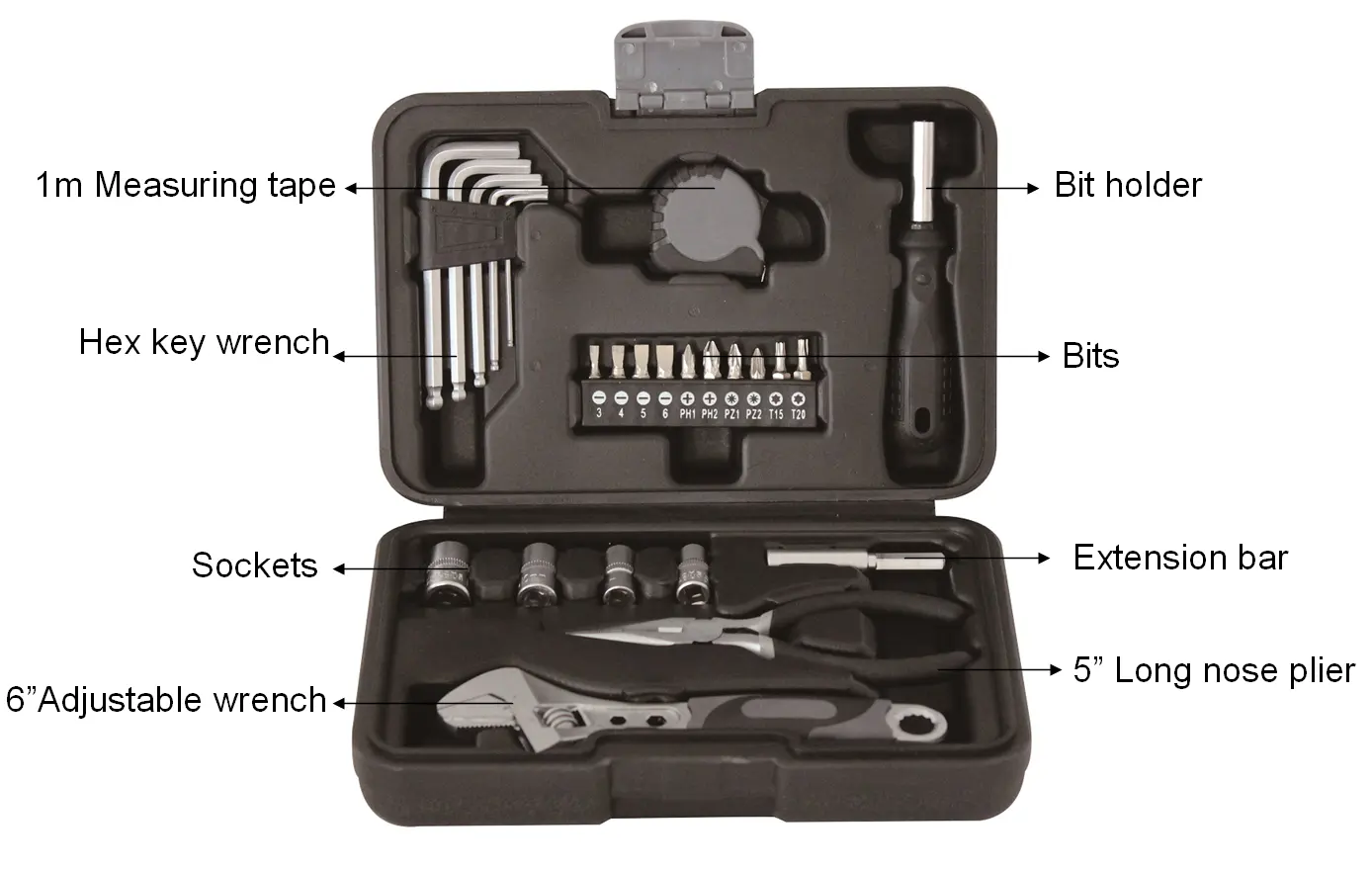 Gift Tool Set 25pcs Promotional Home Use Hand Repair Gift Tool Set With Plastic Box Tools Kit