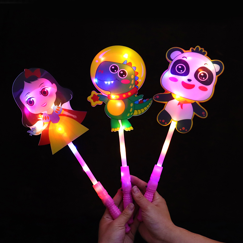 Led toys luminous flashing magic wand ball transparent cartoon rabbit cartoon candy glow star stick