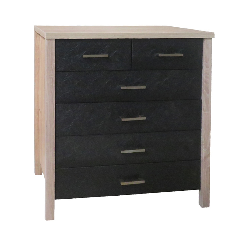 High Quality Durable Luxury Nordic Style 6 Drawers Black Colour Chest Cabinet with MDF Melamine