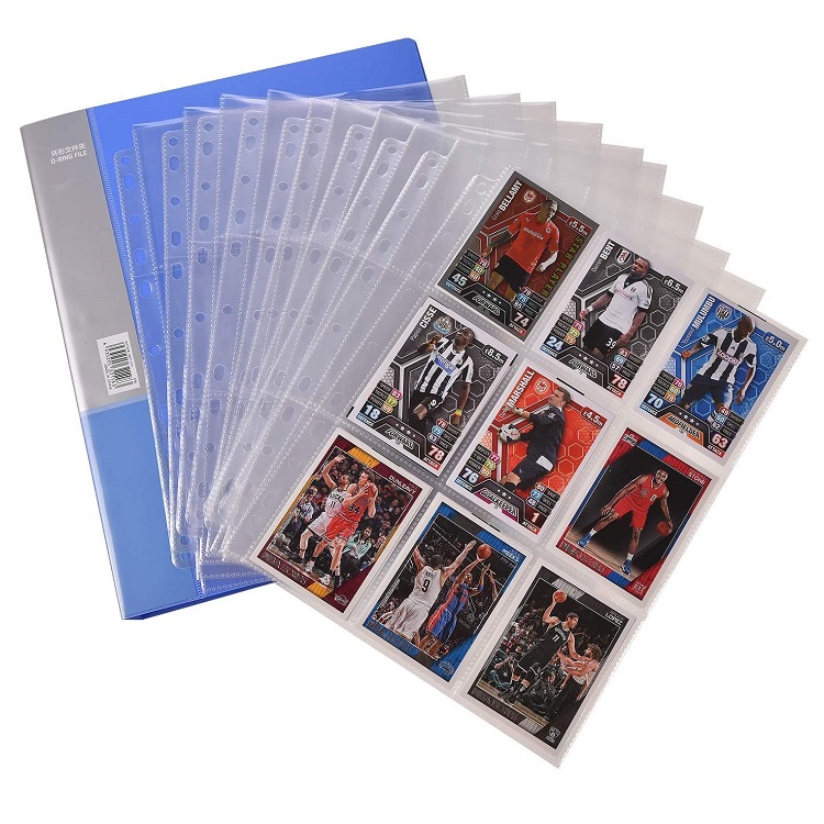 9 Pocket Pages Protectors Trading Card Pages Sleeves Storage Album Pages For 11 Ring Binder Card Sheets For Baseball Cards