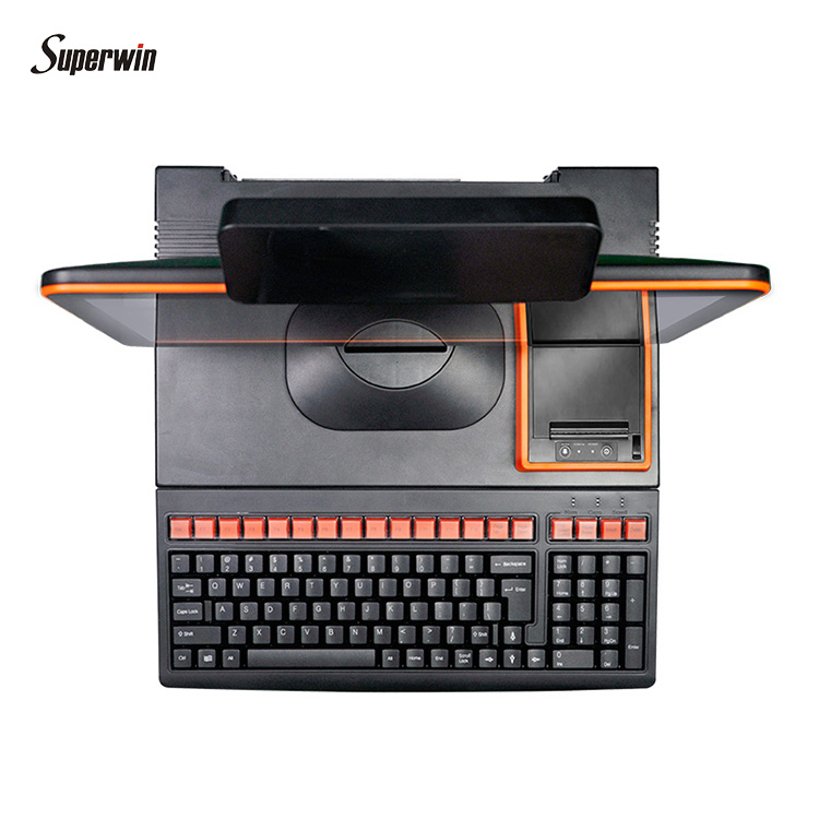 Cheap all one one cashier machine terminal POS billing touch screen cash register with printer wifi keyboard locks cash drawer