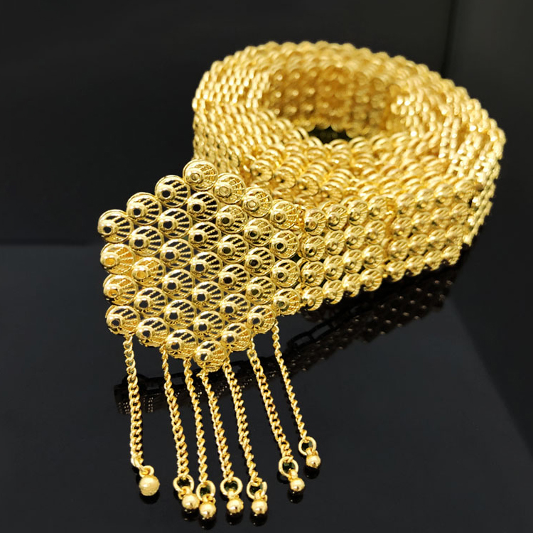 Dubai Traditional Chic Caftan Belts For Women Luxury Gold Plated Bridal Waist belts With Cutout Metal