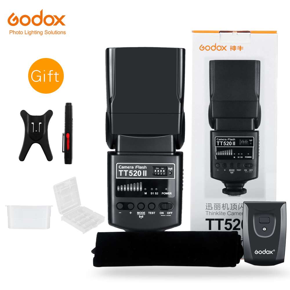 Вспышка Godox TT520 II TT520II со встроенным беспроводным сигналом 433 МГц + комплект передатчика для цифровых зеркальных камер Canon Nikon Pentax Olympus