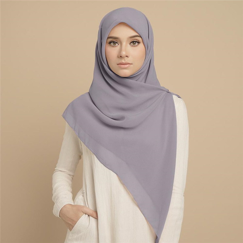 Explosive Pure Color Pearl Chiffon Malay Square Scarf 110*110 2021 new Bubble Chiffon Headscarf Big Square Scarves