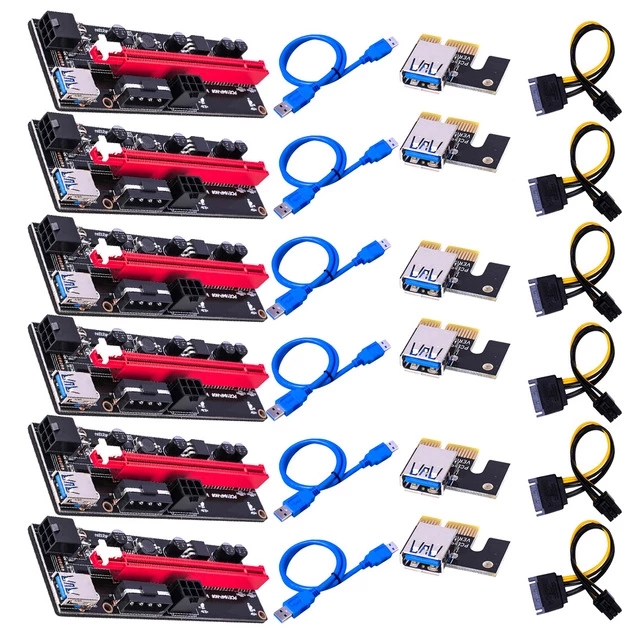 Новый черный VER 009S PCI-E Райзер 1X до 16X, графическое расширение с 6 контактами до 6 2 контактов для графического процессора