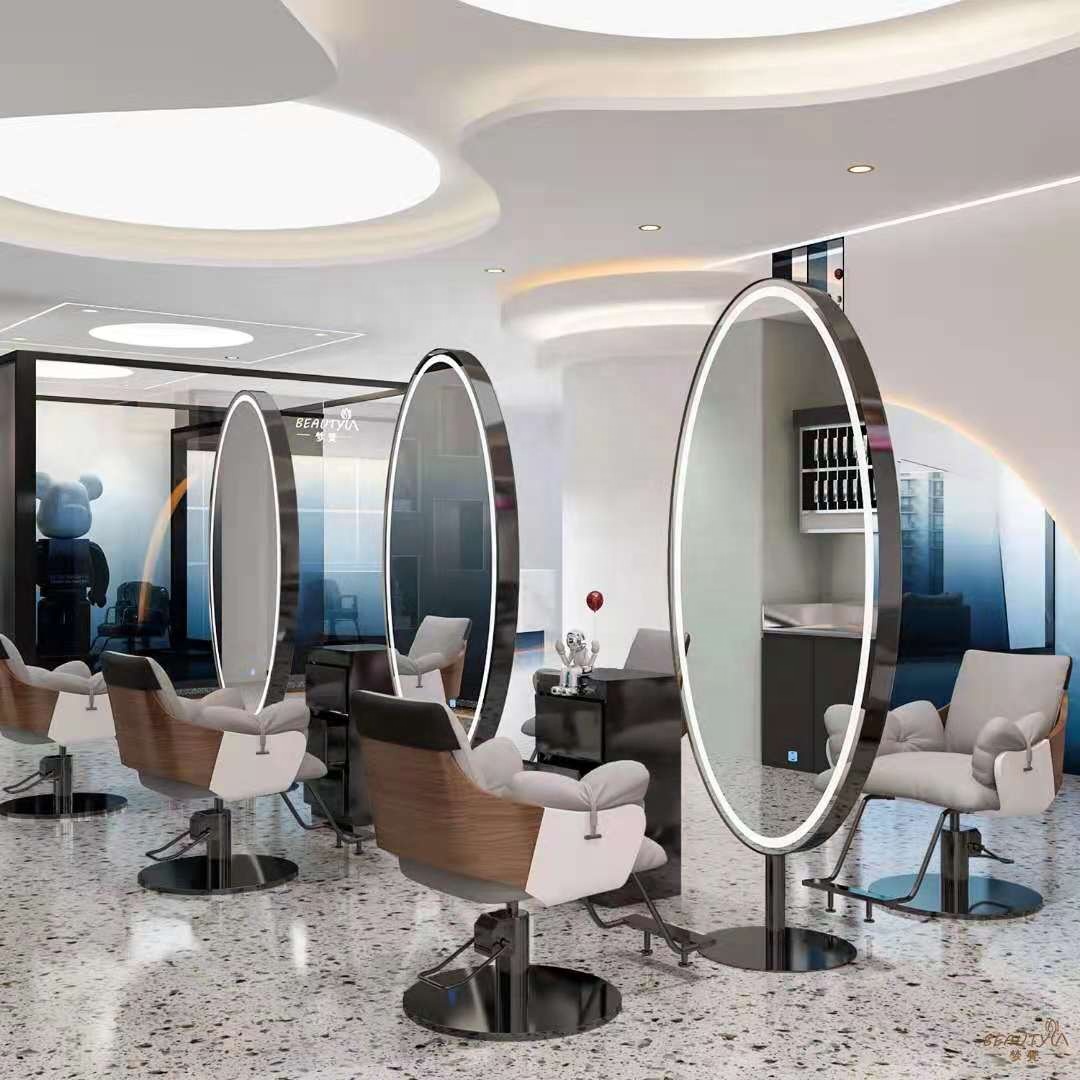 2021 Women Beauty Center Hair Salon Equipment barber furniture styling full length makeup salon led Mirror Station