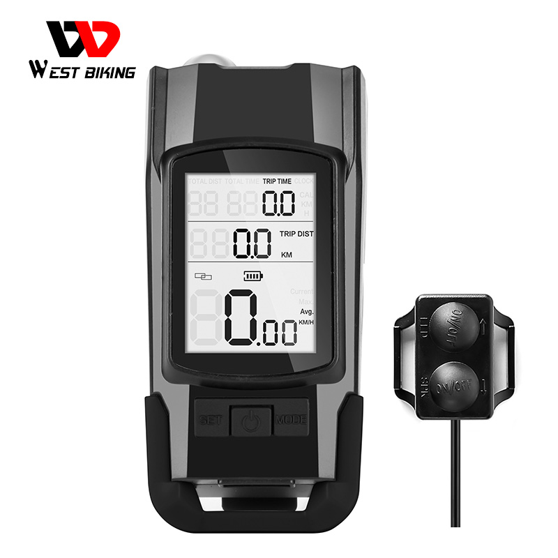 Водонепроницаемый Спидометр WEST BIKING, звуковой сигнал, беспроводной GPS, цифровой компьютер для езды на велосипеде, с подсветкой и гудком