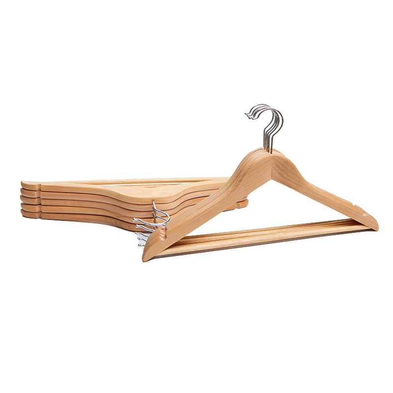 Non Slip Cut Notched Logo Custom Garment Clothes Display Wooden Hanger