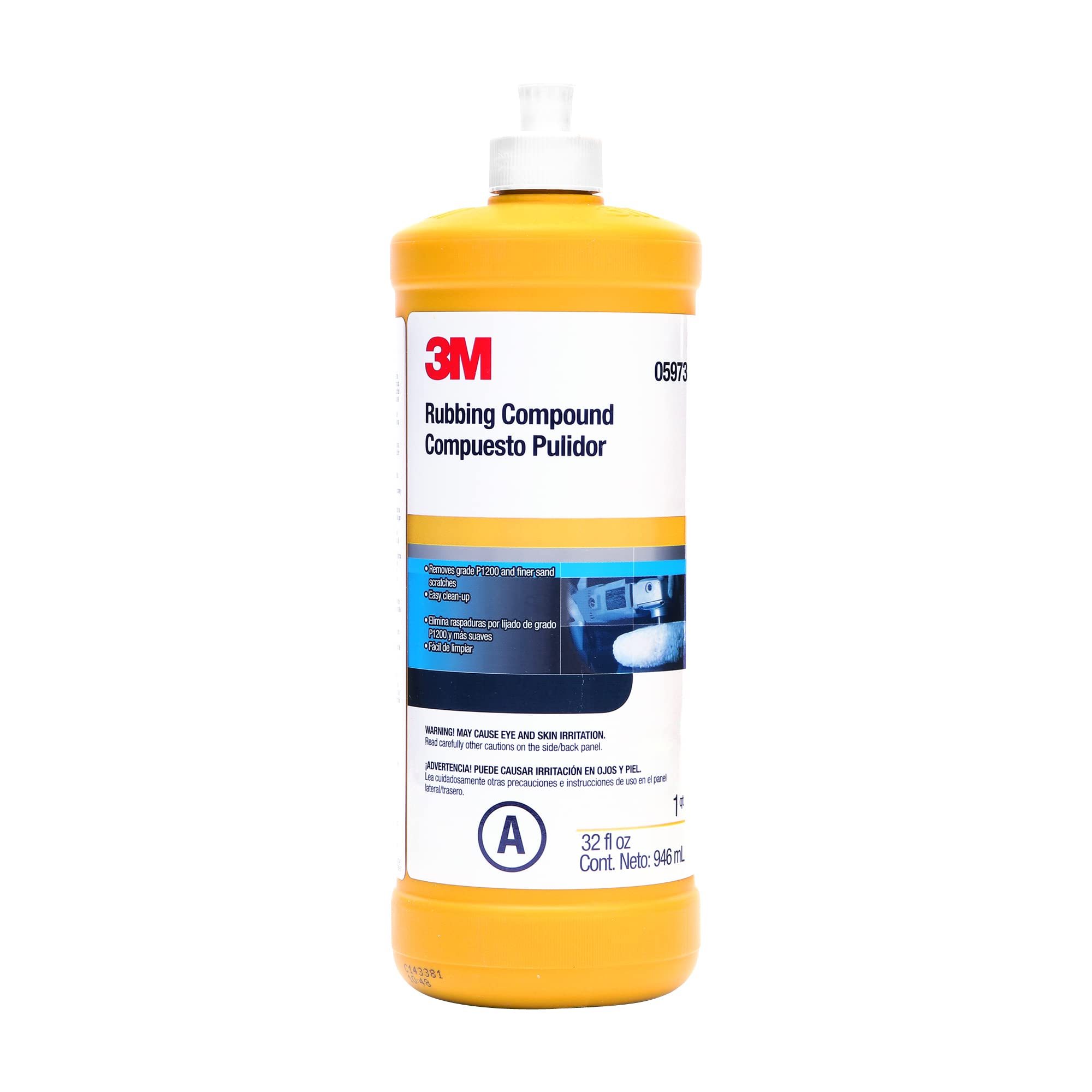 3M Rubbing Compound, 05973, Liquid Formula High Quality 1 qt 32 fl oz/946 mL Car Polish Wax