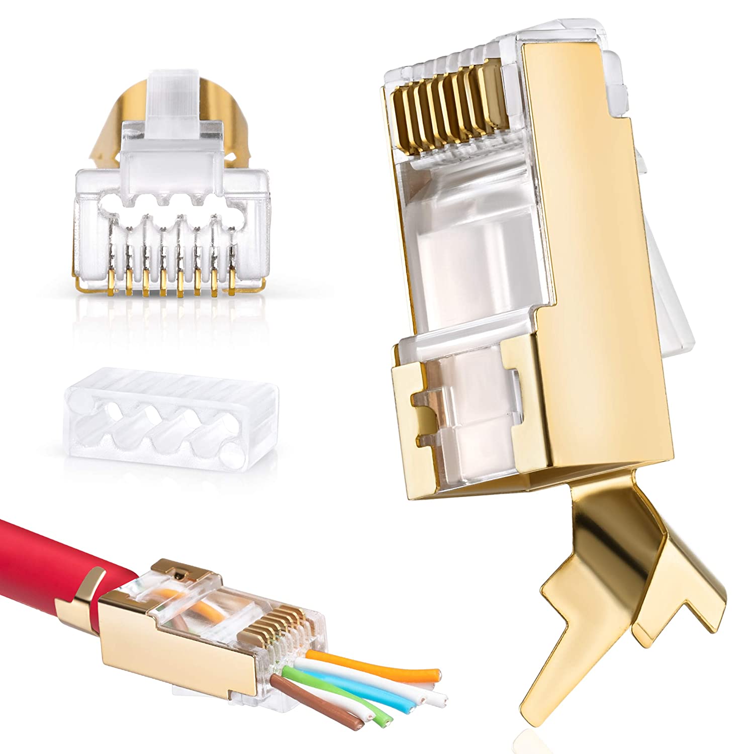 FTP CAT6A/ CAT7 EZ проходной разъем RJ45 для сетевого кабеля
