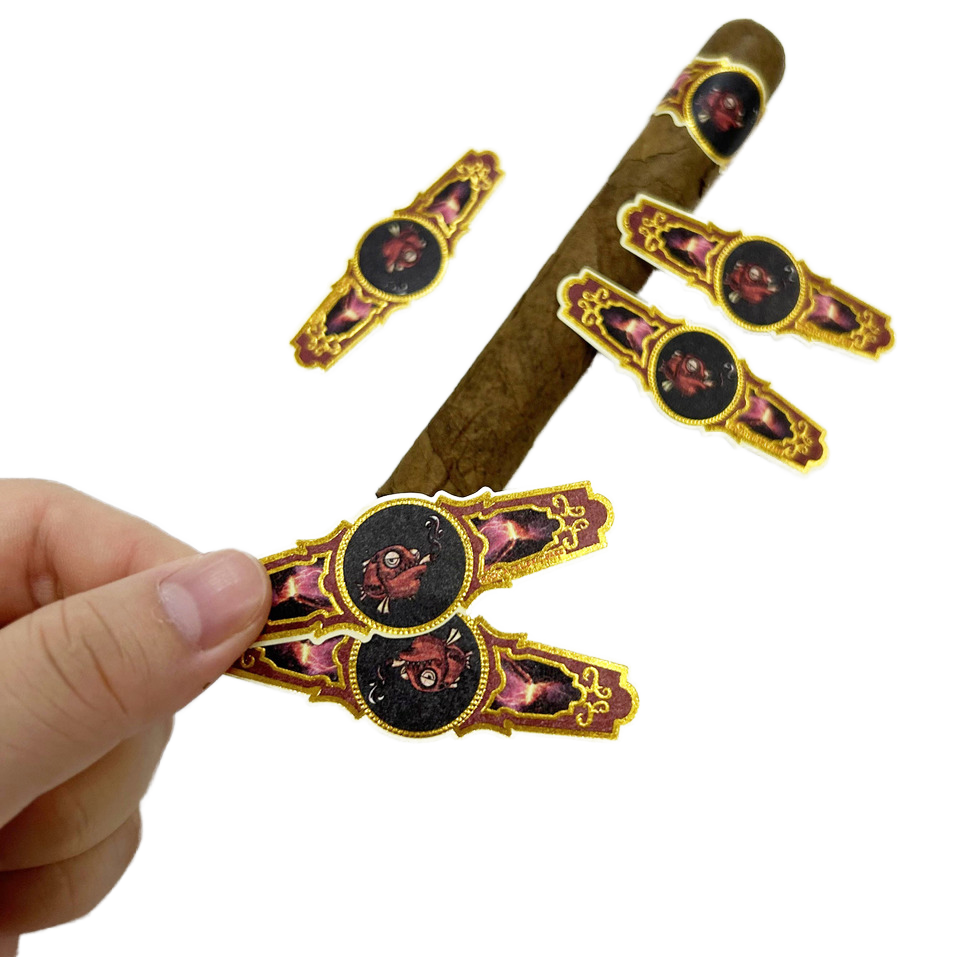 High Quality Customize Cigar Band Labels Gold Foil Embossed Cigar Label Cigar Ring Label Sticker