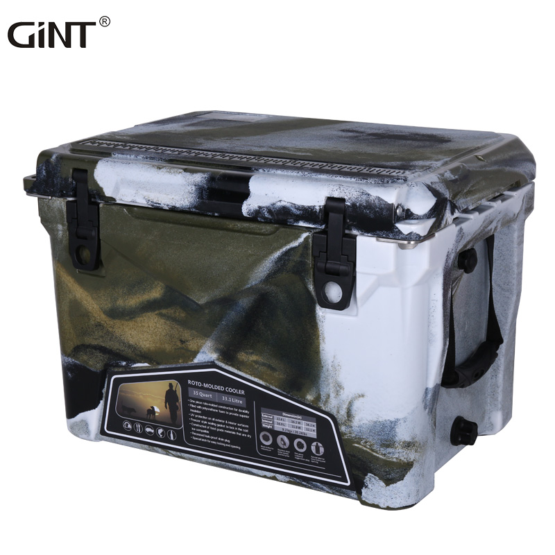 Популярный разноцветный жесткий кулер GiNT 35QT с камуфляжным принтом, вращающийся охлаждающий контейнер, охлаждающий контейнер для льда, холодильник для улицы
