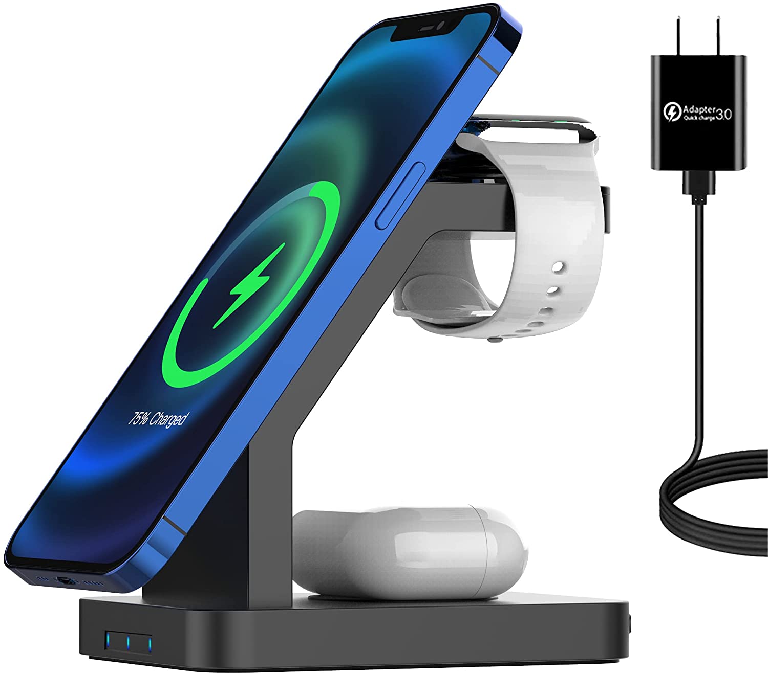 2021 phone12 Series Airpod Apple Watch настольная подставка 3 в 1 портативное многофункциональное Беспроводное зарядное устройство