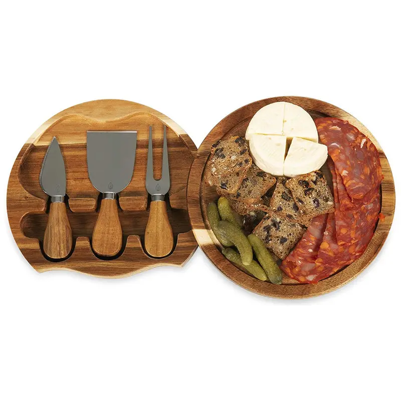 3 Stainless Steel Cutting Knives  with Cheese Tools cheese boards charcuterie board set Acacia Cheese Board for kitchen