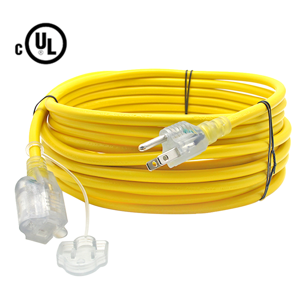 Прямая поставка с завода, Сверхмощный удлинитель SJTW 14AWG 25 футов, тройной выходной удлинитель с подсветкой