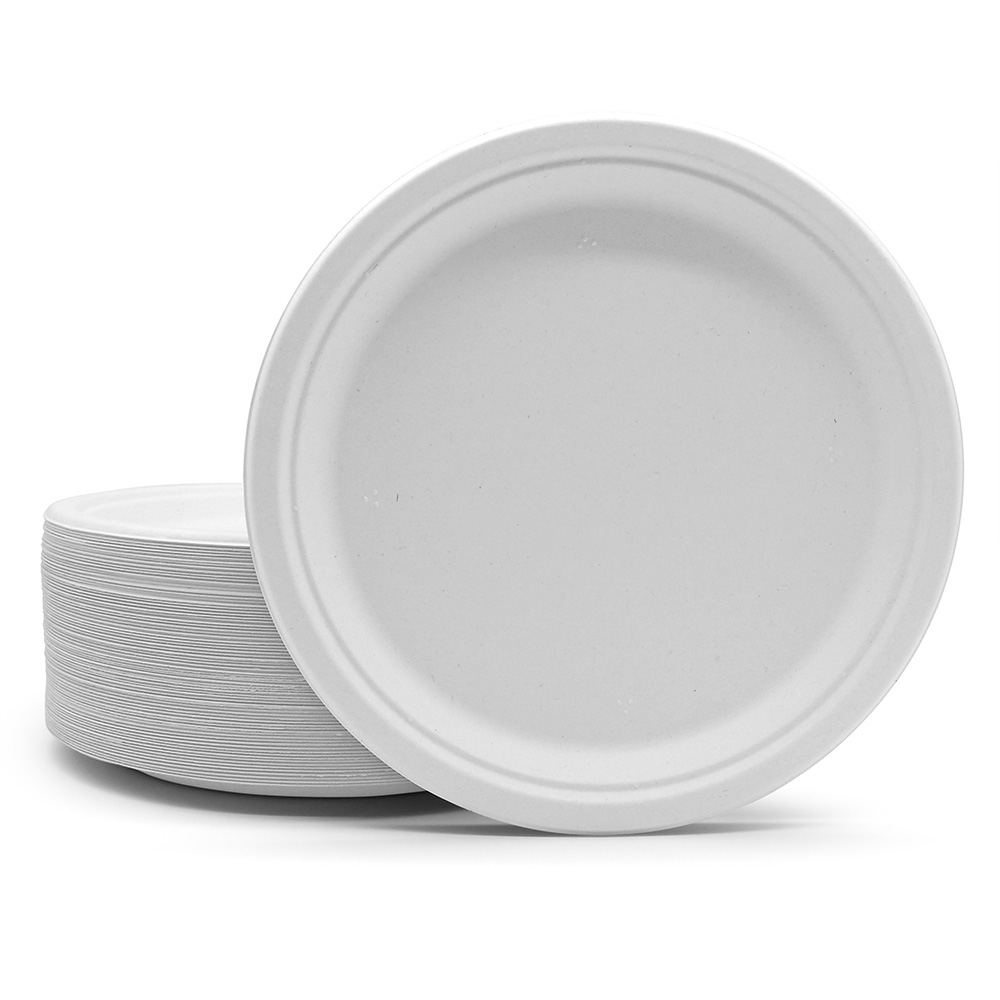 Heavy-Duty Biodegradable Sugarcane Pulp Bagasse Round Food Plate
