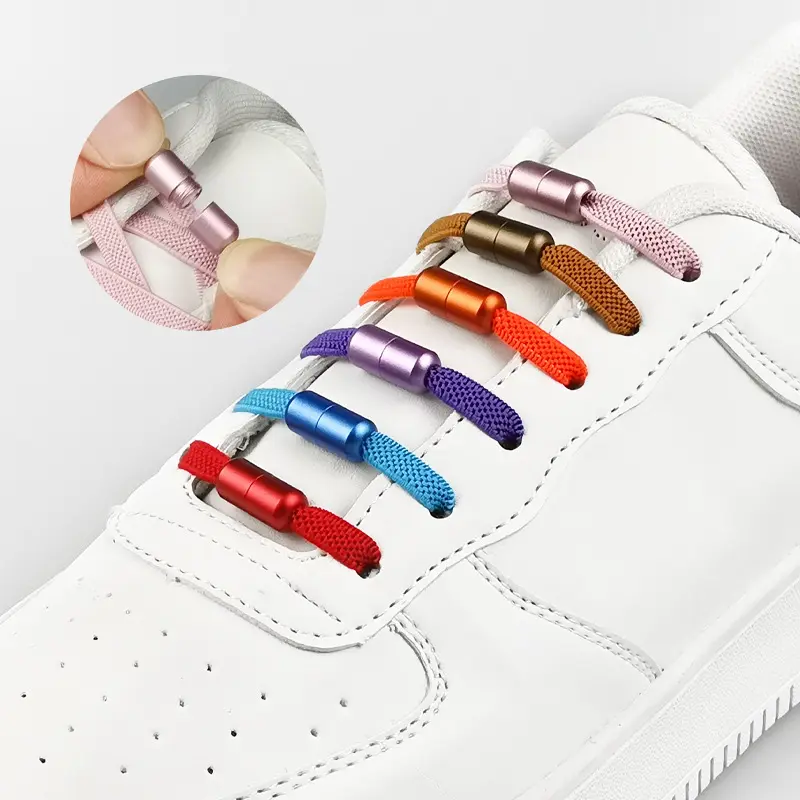 Creative Design Fashion Colorful Flat Elastic No Tie Shoelaces for Adults Kids Shoes 110CM