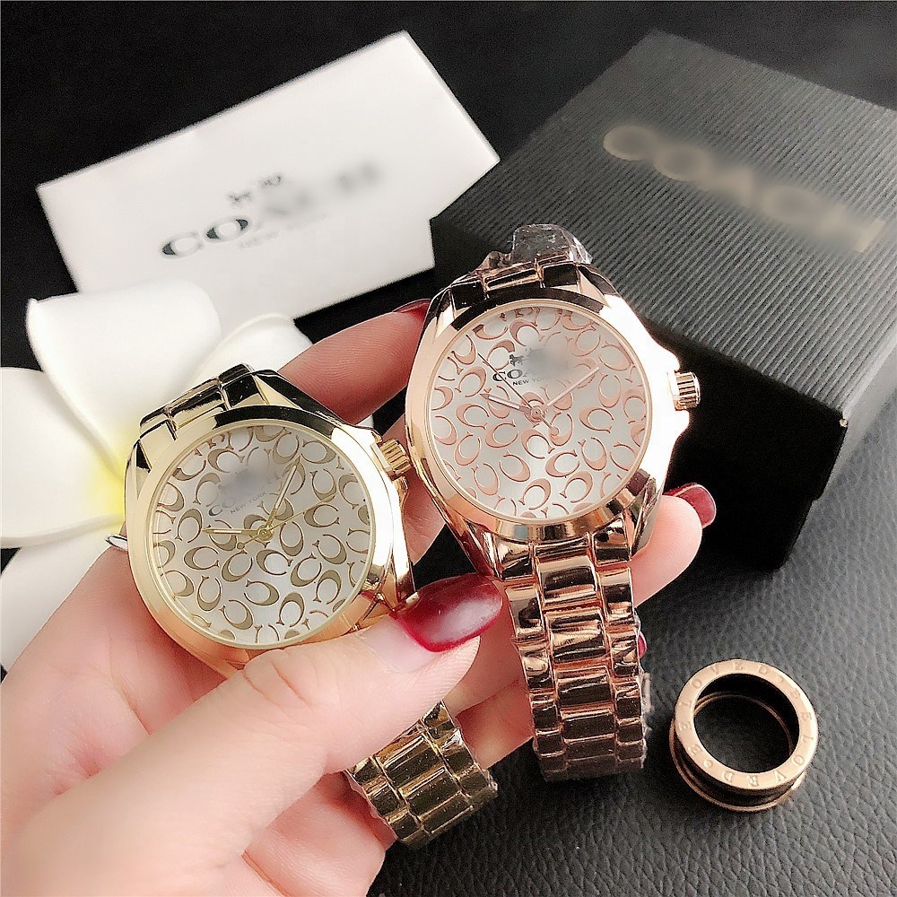 Luxury Waterproof Steel Band Ladies Watches Coaches Brands Women Men Wrist Quartz Watch for Couple Gift 2023
