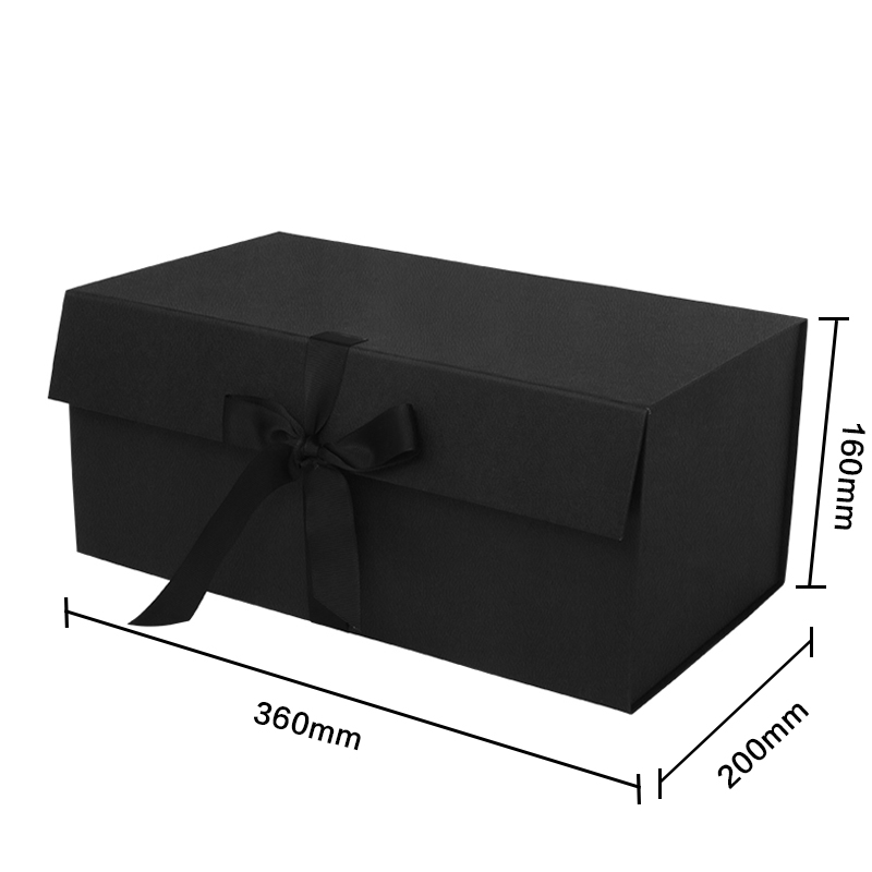 Black Packing Gift Box Customized Simple Folding Gift Box with Ribbon Universal Flip