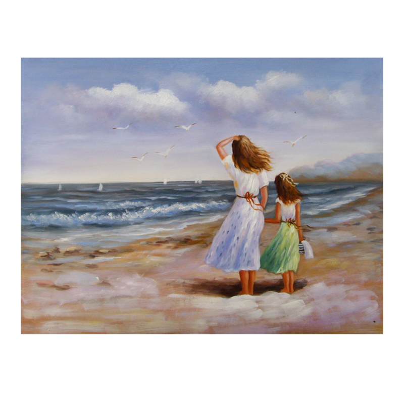 Remarkable hot selling Chinese girl handmade seascape paintings for living room wall