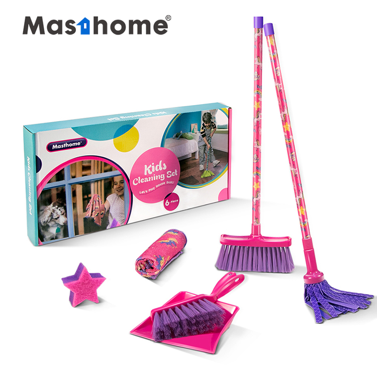 Masthome бытовой! Метла с пластиковой щетиной и совком набор из микрофибры швабры ткань спонжевой насадки для детей очистки набор игрушек