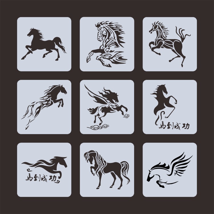 Washable Hollow Painting Template Wall Painting Spraying Template Horse Pattern Journal Stencils