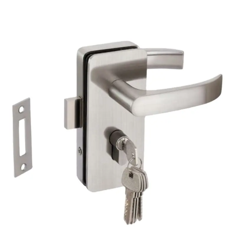 Everstrong stainless steel frameless sliding door lock for glass G001 swing door handle patch fitting lock