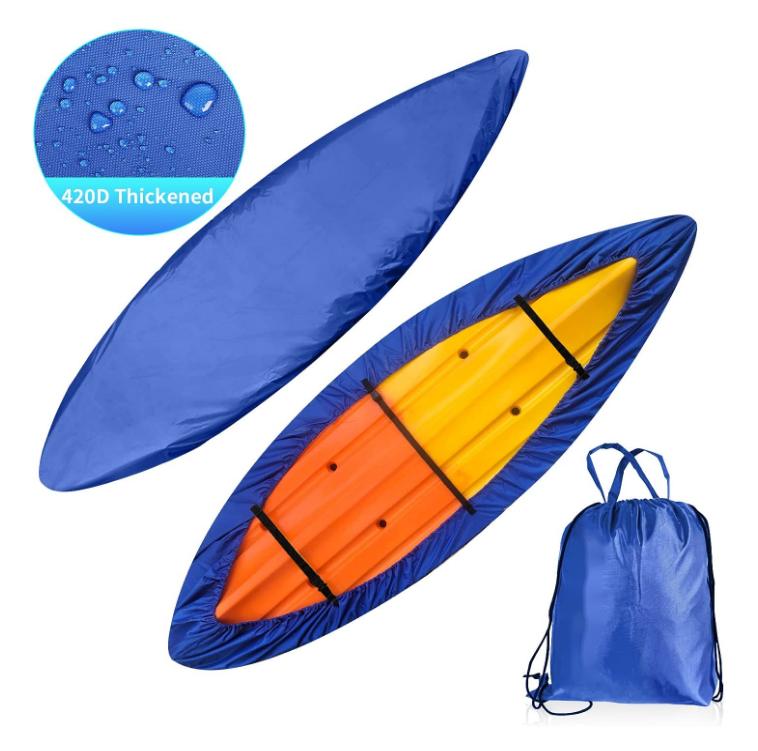DFP9 Waterproof 420D Thickened Kayak Canoe Cover Outdoor Storage Dust Boat Cover UV Protection Sunblock Shield for Boat/Kayak