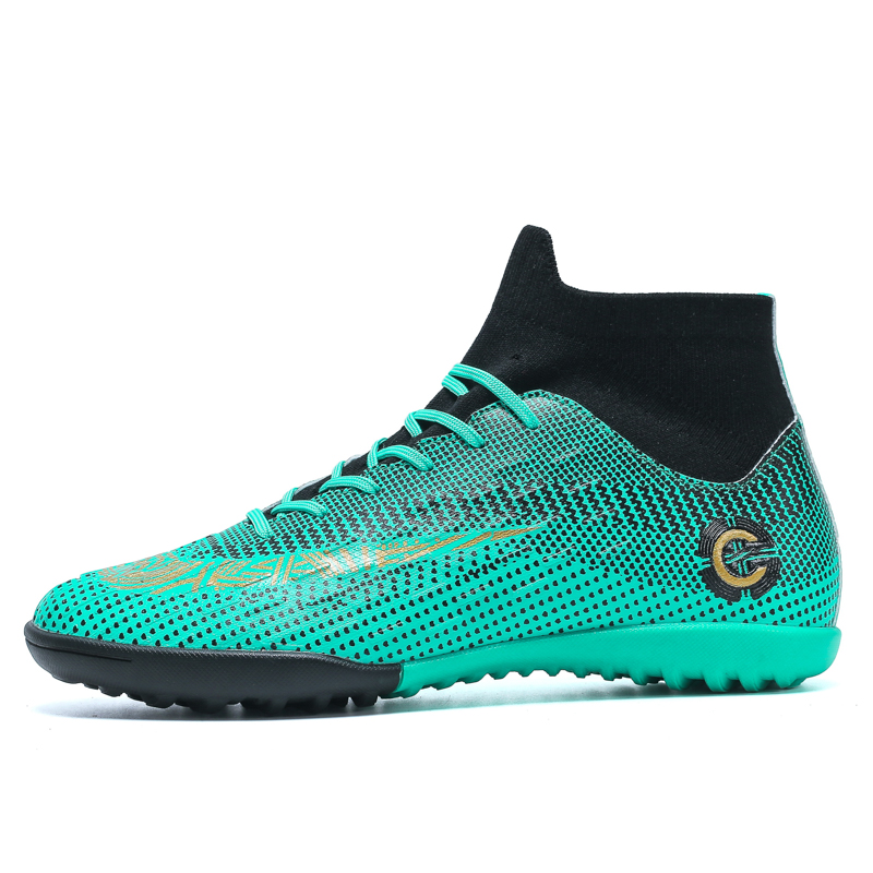 Foreign trade football shoes men's broken nail high top training shoes youth student competition AG spiked sports shoes