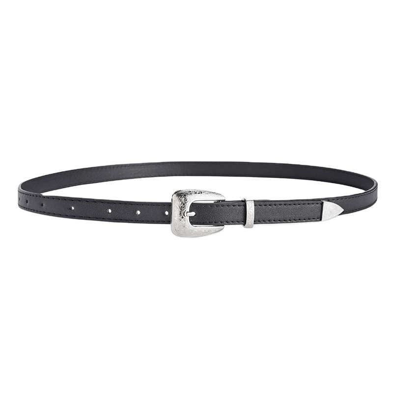Fashion Skinny PU Dress Waist Belt,metal keeper and tip belt, western small belt