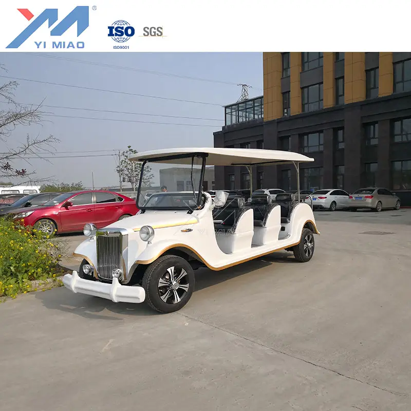 Golf Cart 11 Seats Shuttle Electric Car Battery Powered Tourist Sightseeing Antique Classic Old Vintage Car