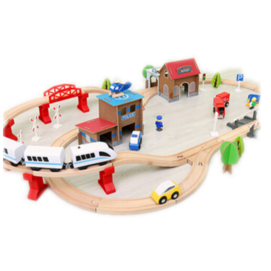 Hape train track town transportation storage набор детские развивающие игрушки детский деревянный многофункциональный набор