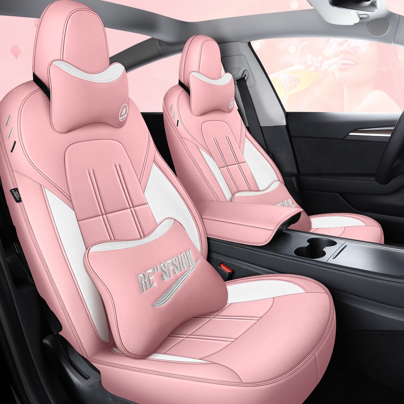 2021 Luxury Car Seat Cover for Tesla Model 3 Car Leather Seats Cover Customized Car Accessories Front Rear Seat Cover