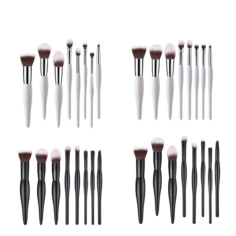 2021 low moq high quality 8 piece make up brush black logo best eye foundation makeup brush set for Gifts