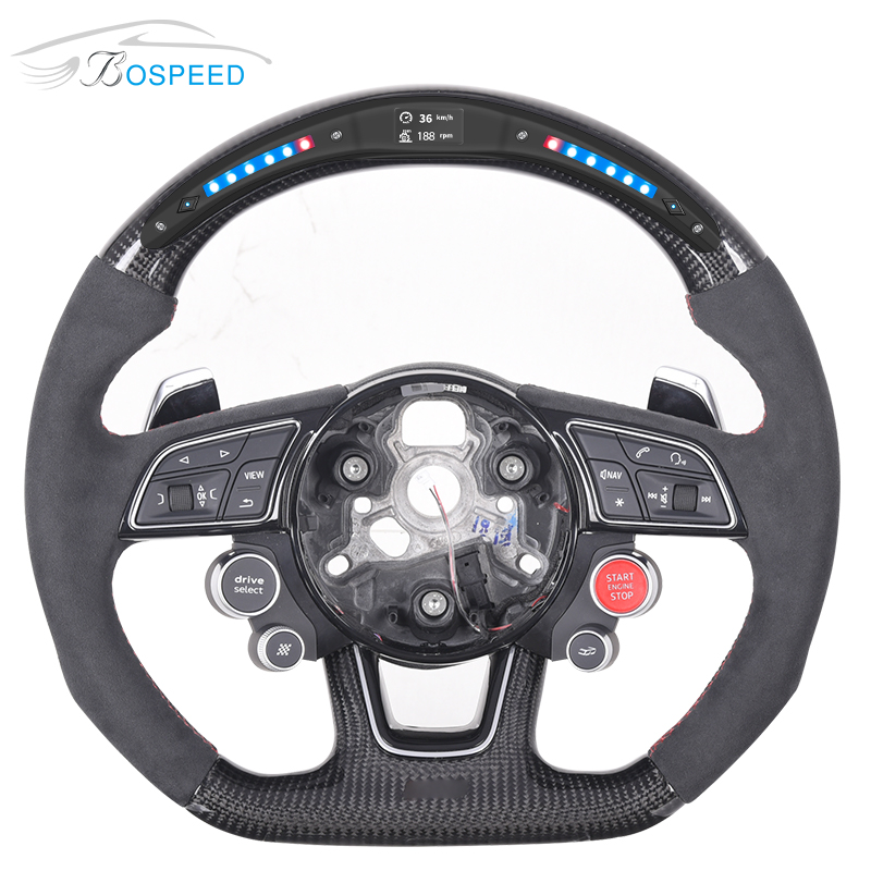 LED Carbon Fiber Steering Wheel for Audi RS3 with Black Suede Leather Racing Car Steering Wheel