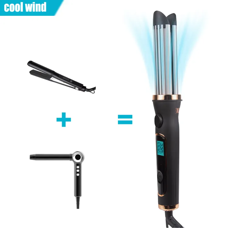 Hairstyle Tool Nano hair cold flat iron cool air curling iron hair straightener 2-in-1 hair tool black rose gold heatless curler