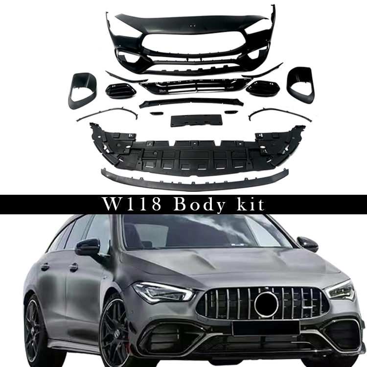 CLA45 Style Body kit For Mercedes-Benz CLA-CLASS W118 2020-ON PP Material Front Bumper Rear Diffuser Front Guard Chin