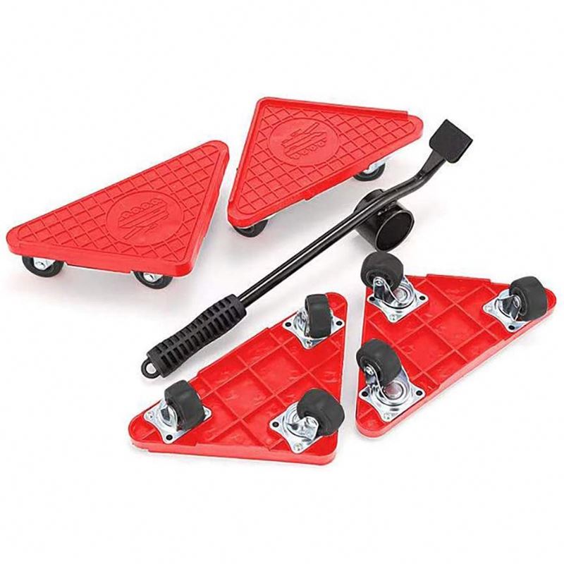 5pcs Furniture Transport Roller Set Furniture Lifting Moving Tool Movers + Wheel Furniture Lifter Sliders Bar Heavy Tool Set