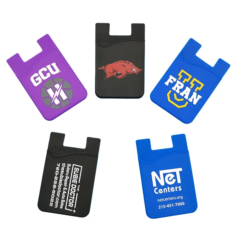 Promotional New Design Sticky Popular Silicone card sleeve Custom cheap Mobile phone card Holder