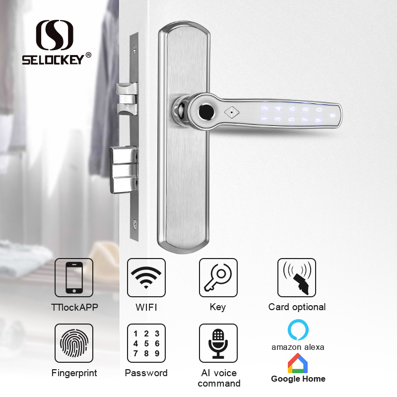 Suppliers Outdoor Electric TTLOCK APP Fingerprint Auto Lock Gate Zinc Alloy China 18 Months Over 50mm 30~100mm SELOCKEY CE,ROHS