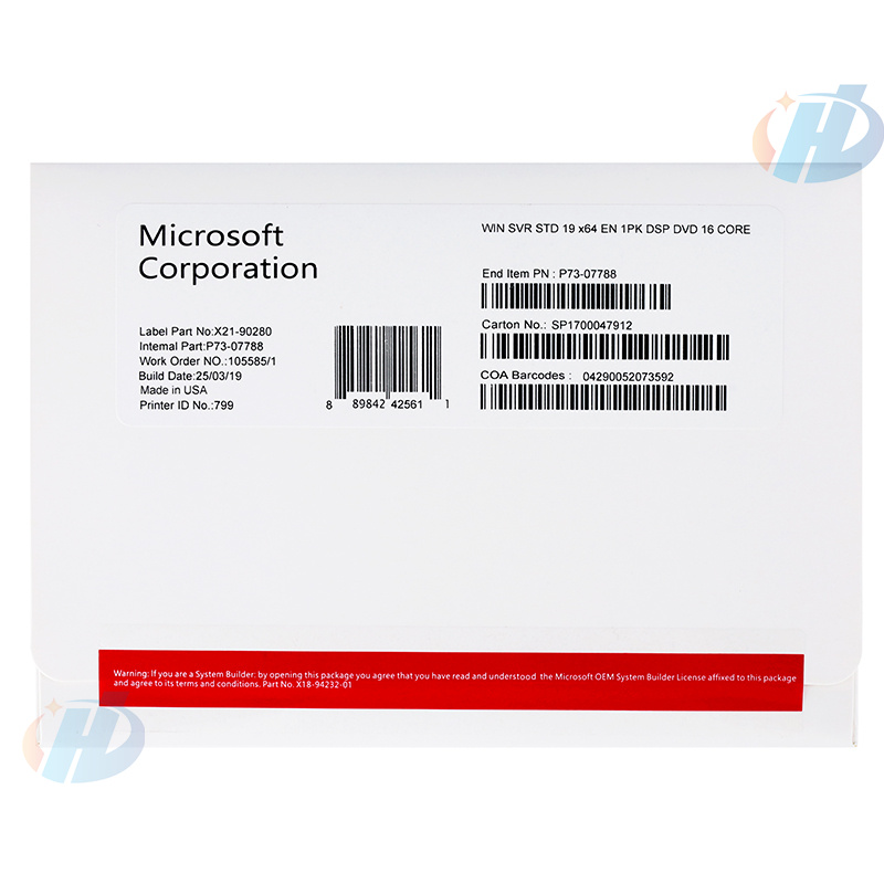 Windows Server 2019 Standard oem dvd full package win server 2019 std dvd