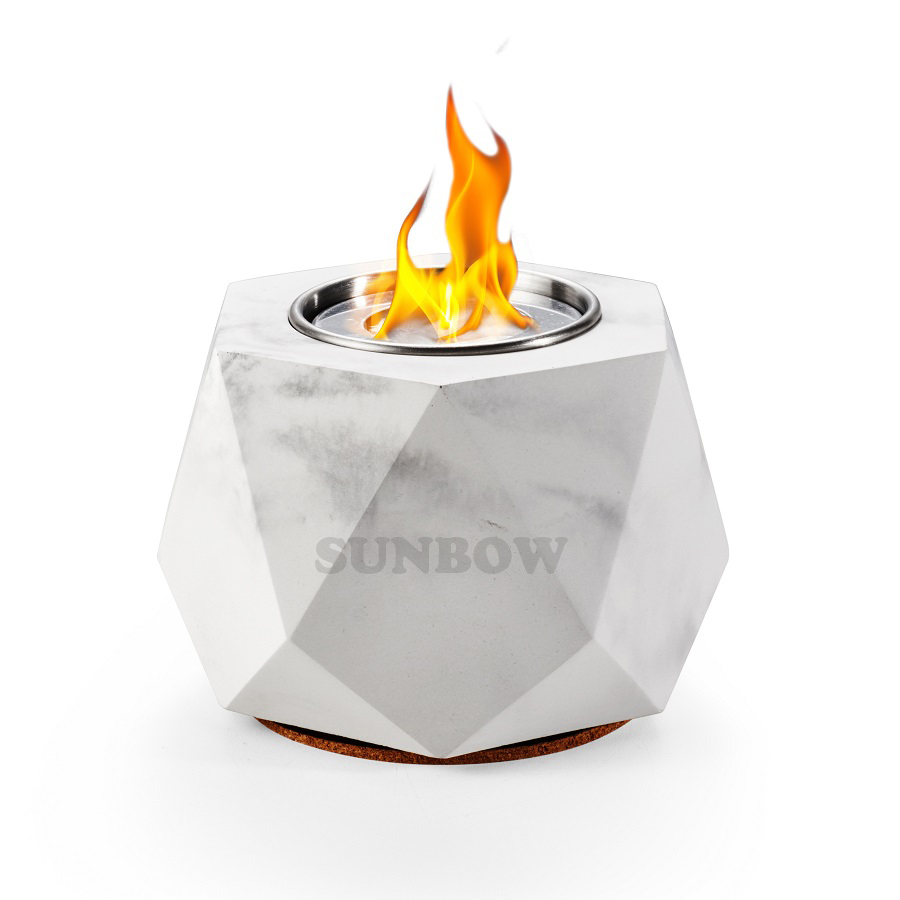 SUNBOW новая бетонная настольная чаша для огня с мраморным эффектом, миниатюрный геометрический персональный камин, шестигранная настольная чаша для огня