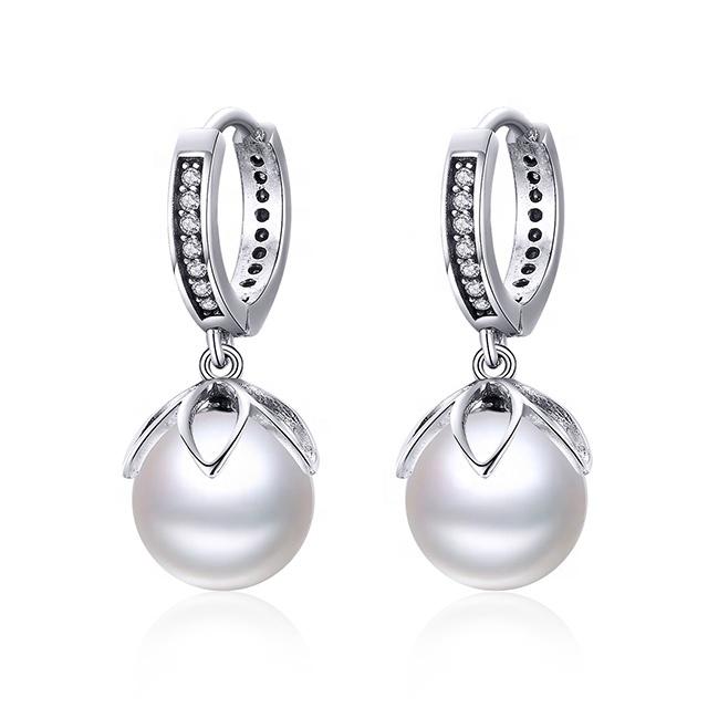 Natural Freshwater pearl earrings hoop Elegant fashion drop earrings for bridal earrings