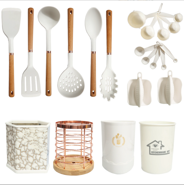 household kitchen tools gadgets silicone cooking utensils set stainless steel silicone gold cooking kitchen utensils set