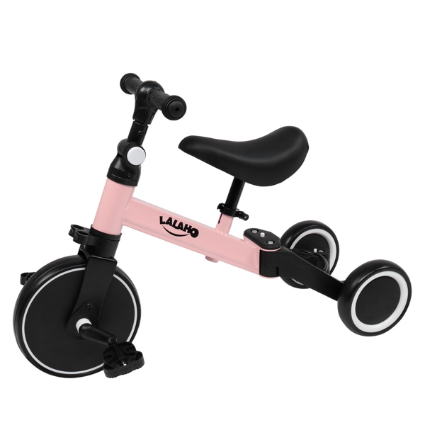 Children's three-in-one carbon steel body pink children's tricycle