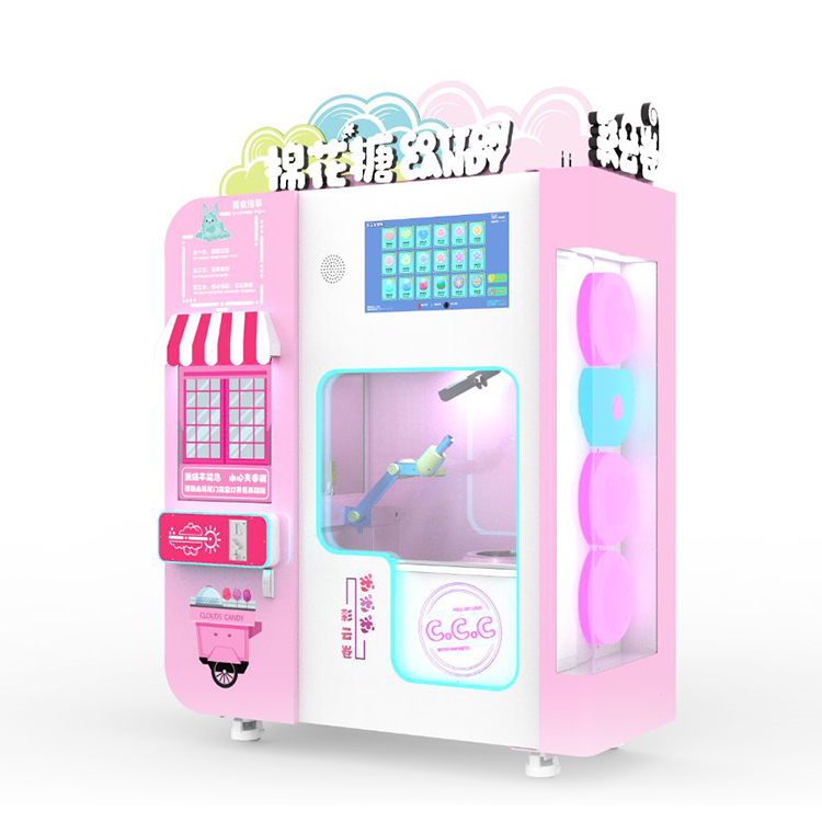 Fully Automatic making 24 styles Fairy Floss Cotton Candy Flower Vending Marshmallows vending Machine On Shopping Mall for kids