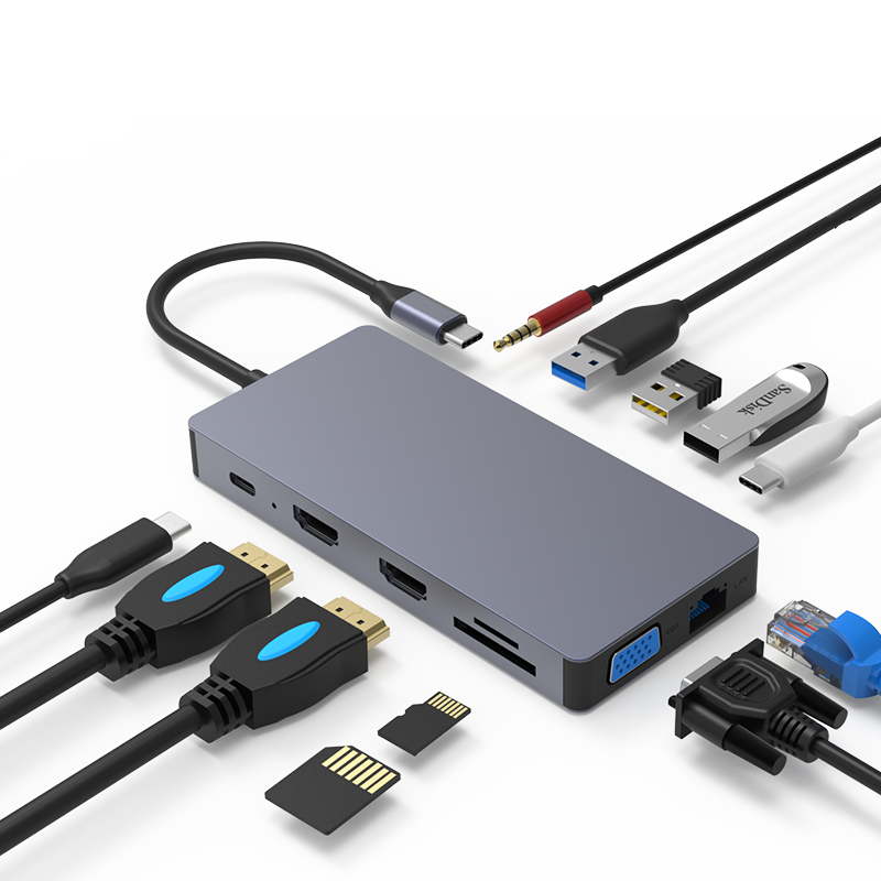 Usb C концентратор 12 в 1 с HDTV Pd 100W Vga Rj45 мини 12 Порт Usb C хаб для ноутбуков док-станции